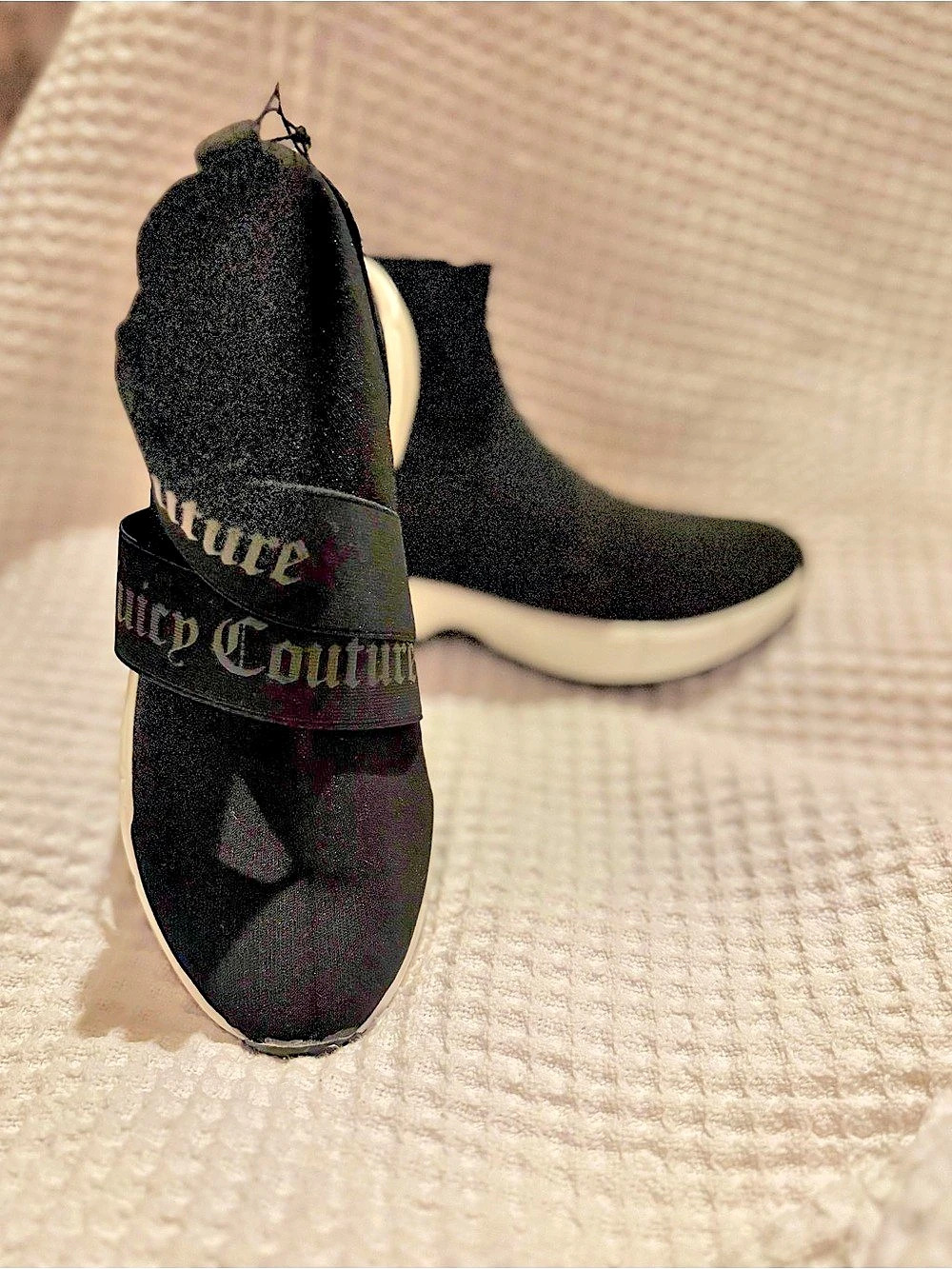 Juicy Couture Ariella Knit Sneaker Black & White Platform Sneakers
